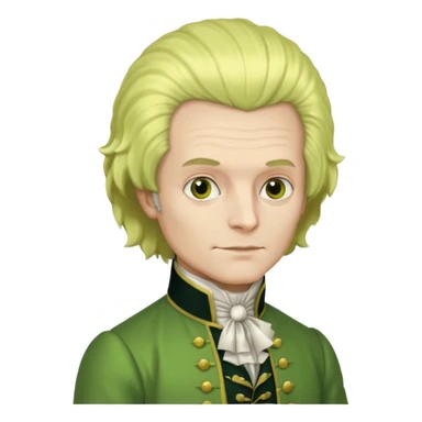 Maximilien Robespierre in a green and yellow gown sticker