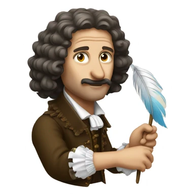 Molière holding a feather in his hand sticker