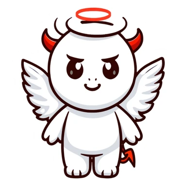 devil with angel halo sticker