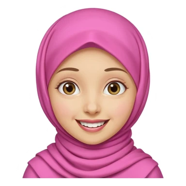 A medium light skin girl with pink hijab smile happily without teeth show sticker