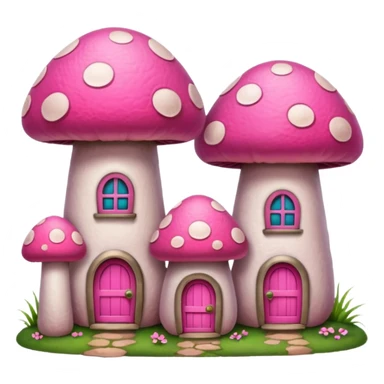 pink mushroom houses sticker