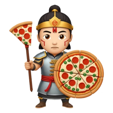 chinese ancient warrior with pizza sticker
