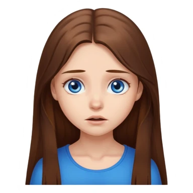 beautiful girl long brown hair , blue eyes begging sticker