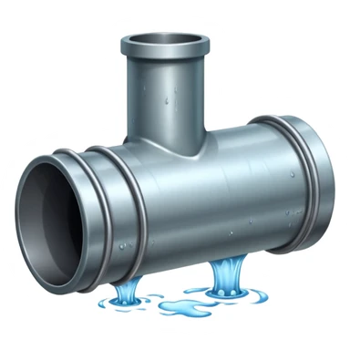 sewer steel shiny pipe with leaking water  sticker