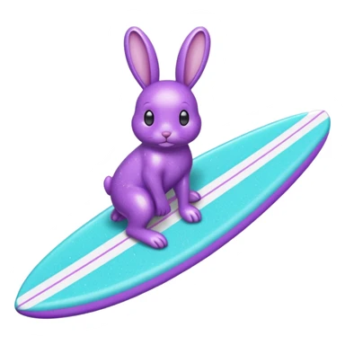 glitter purple cian bunny surf sticker