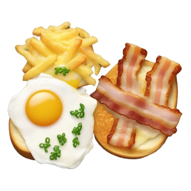breakfast with poached eggs on toast with a hash brown and bacon  sticker