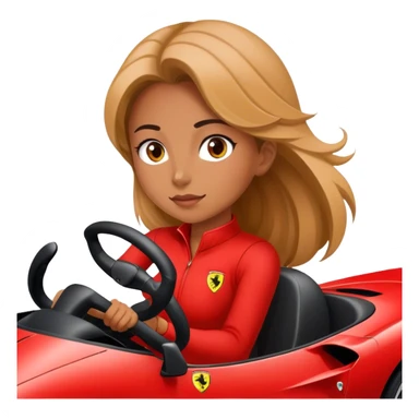 The girl rides a Ferrari sticker