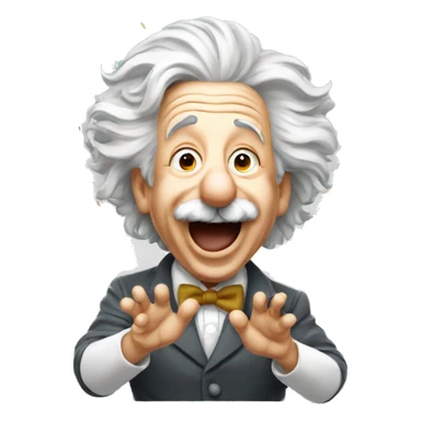 happy albert einstein shooting confetti with his hands sticker