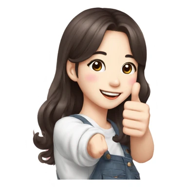 Cute Korean girl giving thumbs up kpop idol sticker