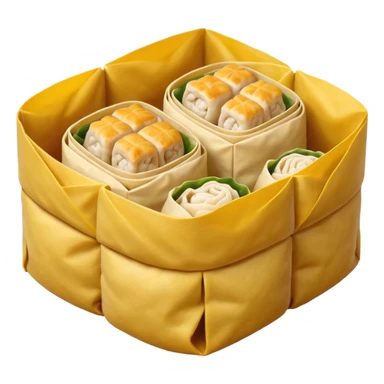 siu mai (a type of dim sum, just 1 cube of white color fish patty wrapped by yellow dough, leaving only the top part unwrapped, shape looks like short cylinder shape) sticker