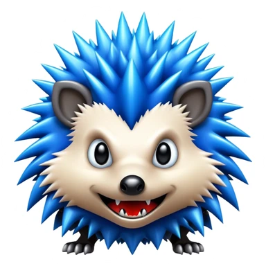 a fantastical dangerous and spooky electric hedgehog with sharp teeth, metal electric spikes, and strong fangs, electricity and lightning coming, menacing look sticker