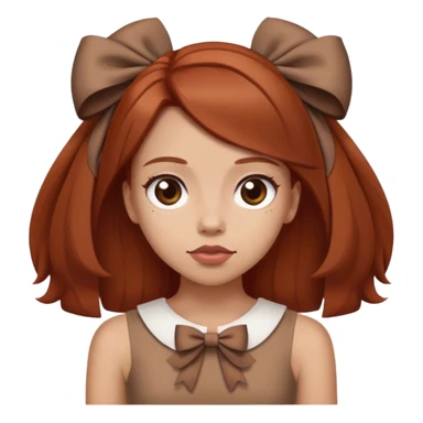 girl with reddish blunt hair and with and 2 bows brown dress sticker