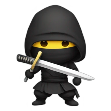 a ninja wearing black and white covering his face only eyes visible with a sword on his back sticker