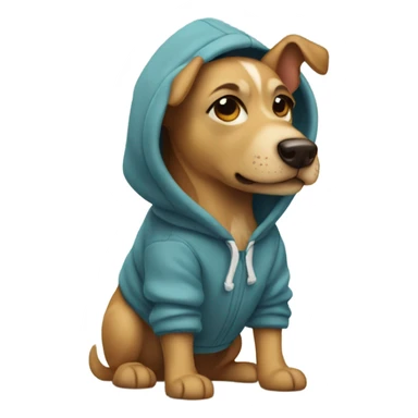 Dog wearing hoodie with mini boots on sticker