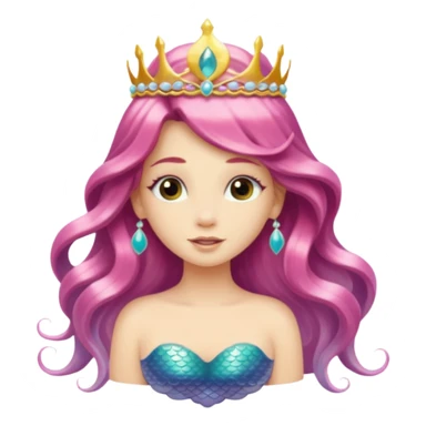 Mermaid with Shell Crown – Long flowing hair, shell tiar sticker