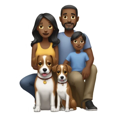 black family with 2 dogs sticker