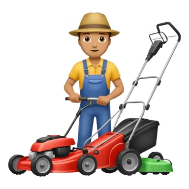 man mowing lawn sticker