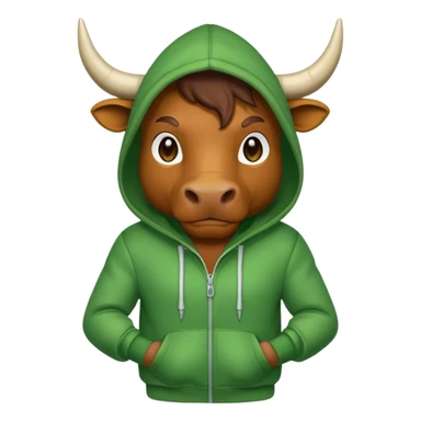 Green bull with hoodie sticker