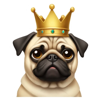 Pug dog with crown sticker