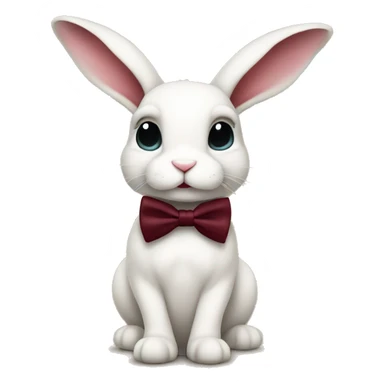 Sitting down. Crème Baby bunny. Burgundy bow tie sticker