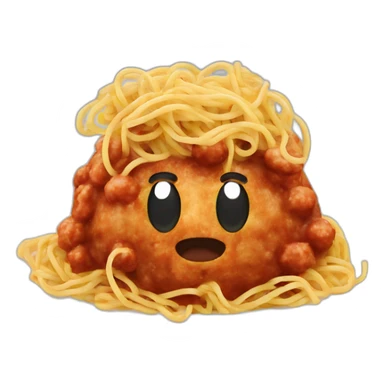Spaghetti and meatballs, with a face arms and legs sticker