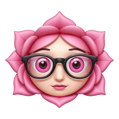 A 3D cartoon rose-pink -eye spectacle, glossy curved frame, soft reflections, isolated on plain background. only glasses. sticker