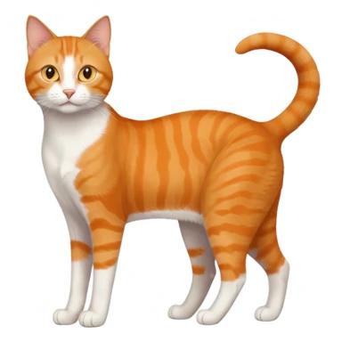 full body realistic orange domestic shorthair slim cat with yellow/orange eyes paw being white and the other being half sticker
