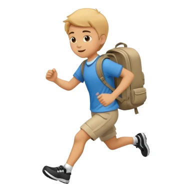 An emoji of a running schoolboy with a backpack, in a simplified, vector-like style similar to common emojis. Focus on clear silhouette and dynamic pose. sticker