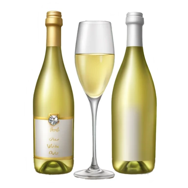 Realistic sparkling diamond glam bottle of pure white Wine and matching long stem wine glass. sticker