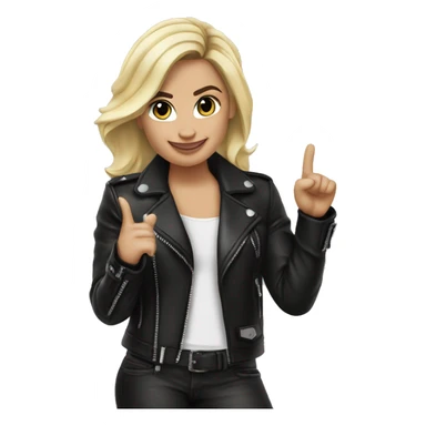 blonde Demi Lovato in leather jacket outdoors pointing on you sticker