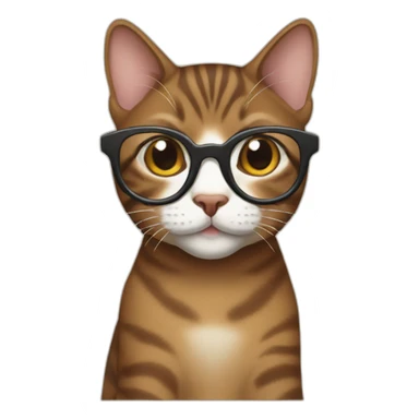 brown domestic shorthair cat with glasses sticker