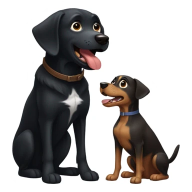 Black dog biting brown dog sticker