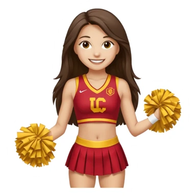 full body skinny white happy long haired brunette girl USC cheerleader sticker