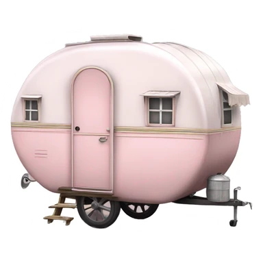 Realistic light pink vintage round gypsy caravan wagon camper sticker