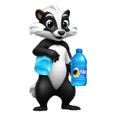Skunk with a blue gatorade  sticker