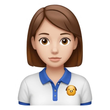 Girl with brown hair with airpods wearing a wegmans grocery store polo sticker