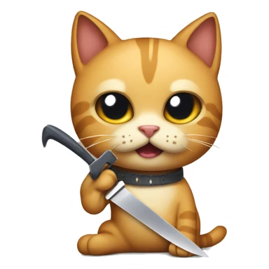 cat holding a knife sticker