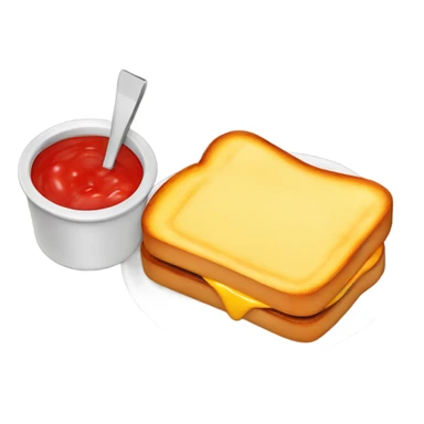 (Grilled cheese sandwich) with a side (ramekin of ketchup) sticker