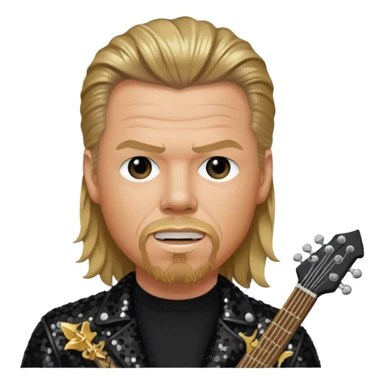 James Hetfield with long dark blonde hair, black sequin outfit  sticker