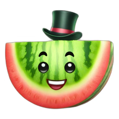 Happy Watermelon slice wearing a top hat sticker