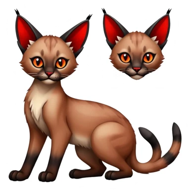 Gothic exotic Red and black and edgy and cute shiny Fantasy-Siamese-Bobcat-Caracal-Lykoi-feline-Fakémon-feline-hybrid (full body) sticker