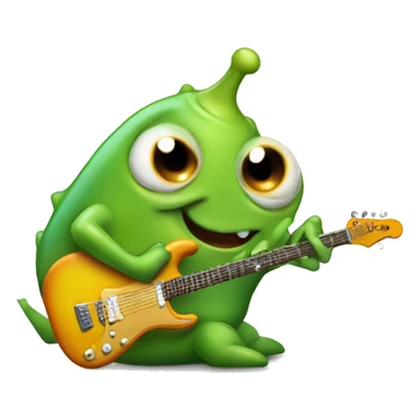Happy slimy slug playing electric guitar sticker