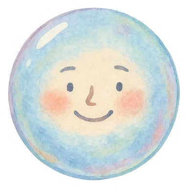 watercolor style bubble with a human face sticker