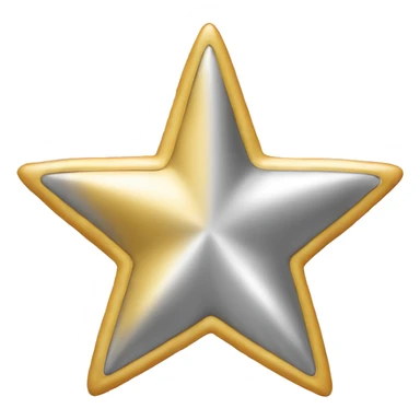 Create a silver star emoji identical to the classic gold star emoji (⭐️). It should match the same size, shape, and smooth shading, but in metallic silver. Keep the design simple and glossy, just like the original Apple star emoji. Rounded ends sticker