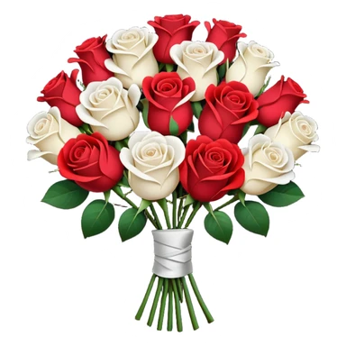 White rose and red rose bouquet with black paper  sticker
