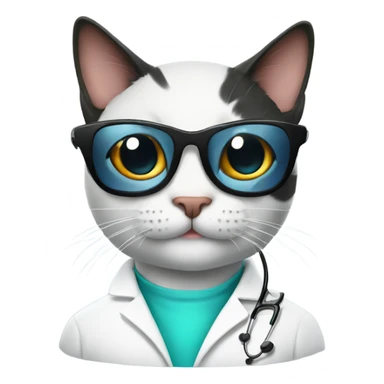 happy doctor cat wearing black sunglasses sticker