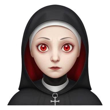 cursed village nun portrait, head and shoulders only, dark hood, mysterious expression, red accents, eerie glow, 3D cartoon, mobile game icon style, clean background, no text, no watermark

 sticker