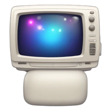 Generate a glowing icon description for a television with a wired linear design sticker