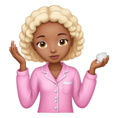 angelic light skin black girl doing skin care in pink pajamas sticker