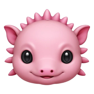 simple axolotlotl head, animal emoji style, rounded face, pinkish tones, minimal details, friendly expression sticker
